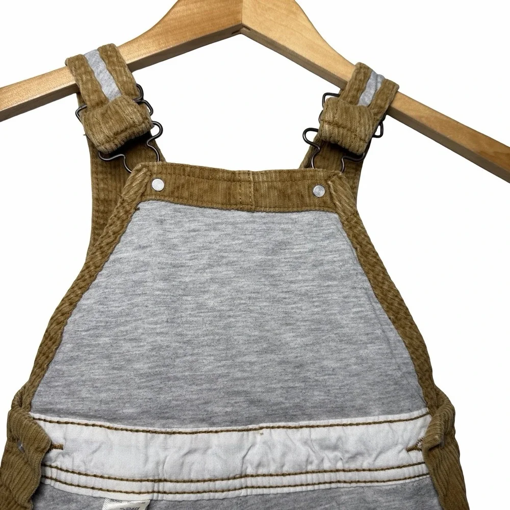 OshKosh B'gosh Toddler 2T Brown Corduroy Vestbak Overalls Lined Bib Carpenter